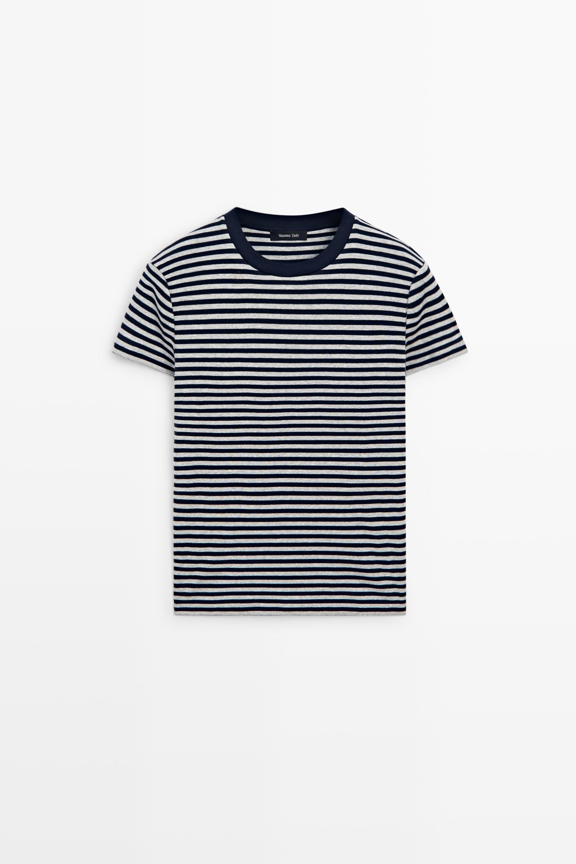 Ribbed striped short sleeve T-shirt