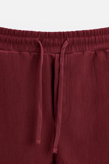 TEXTURED JOGGER BERMUDA SHORTS - Mid-red by Zara - Image 7
