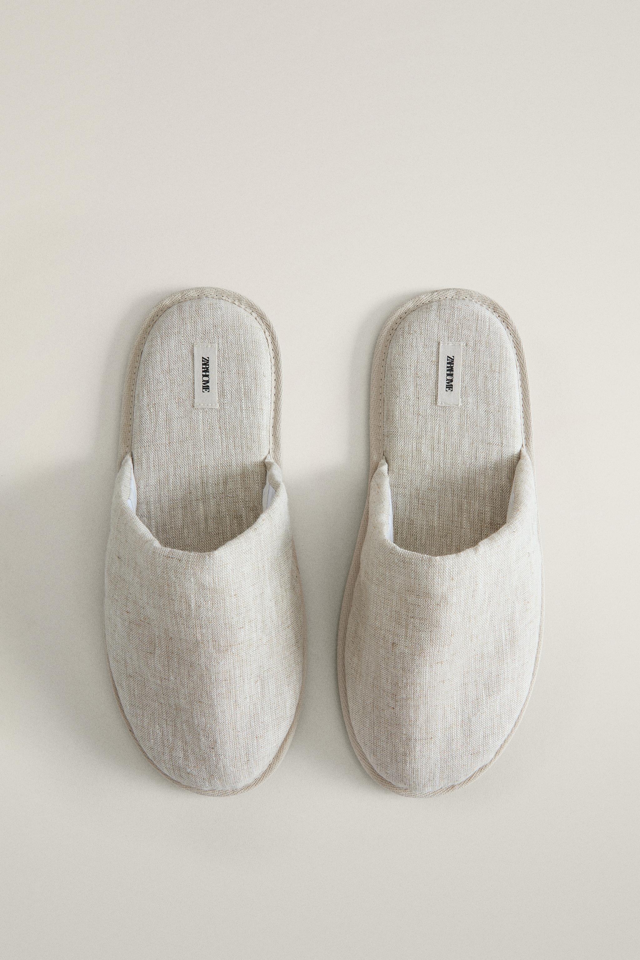 LINEN MULE SLIPPERS