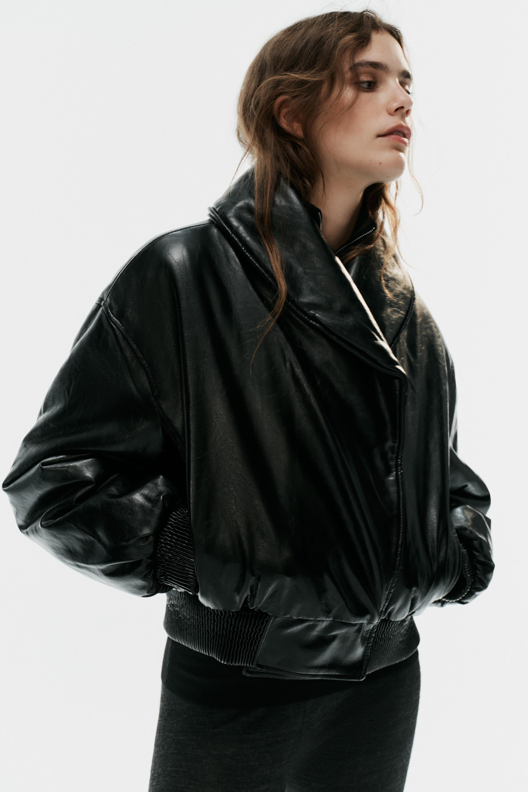 QUILTED FAUX LEATHER ANORAK
