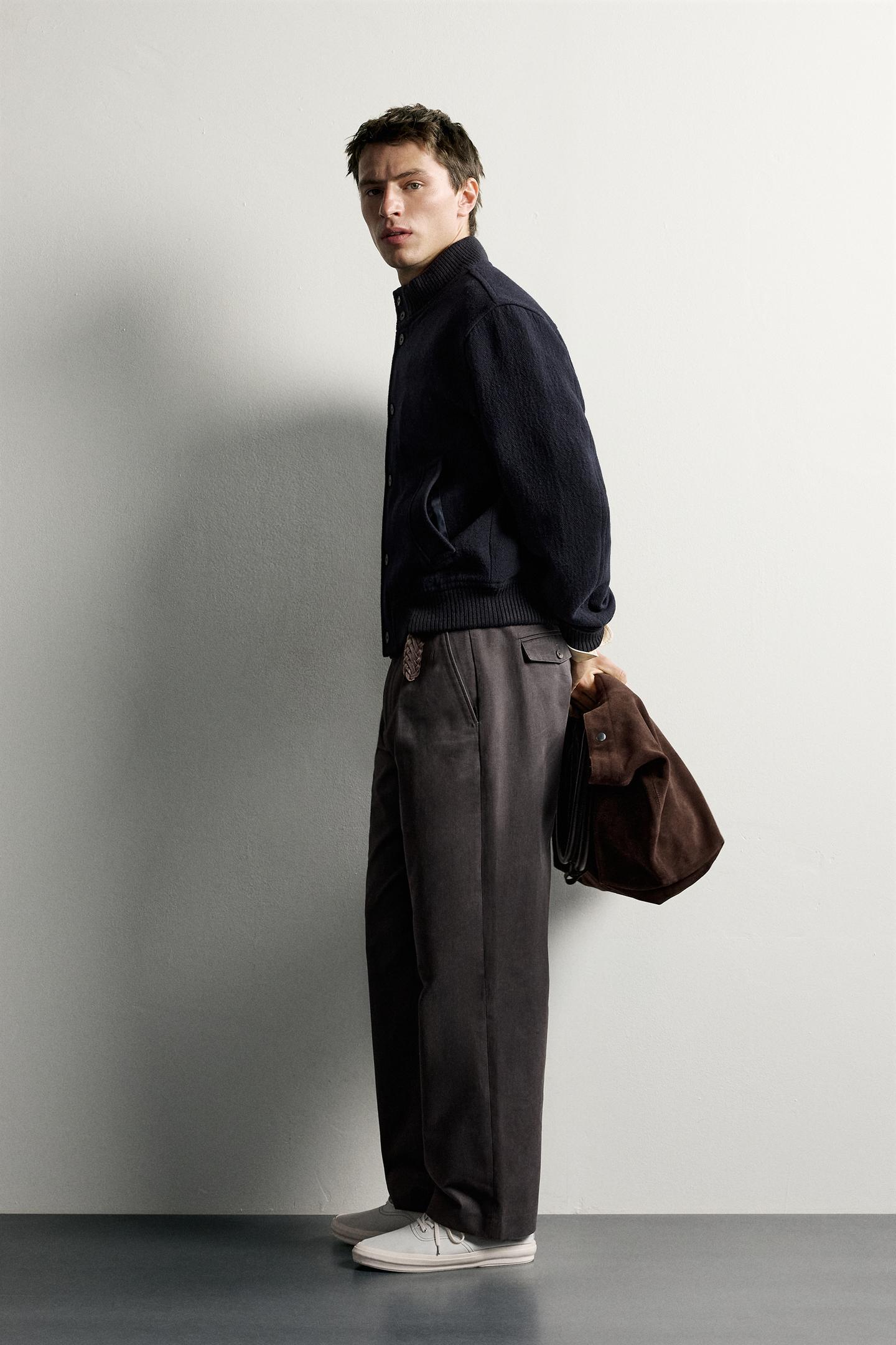 Мужская куртка Zara Relaxed-Fit Wool, цвет: Тёмно-синий — фото 4