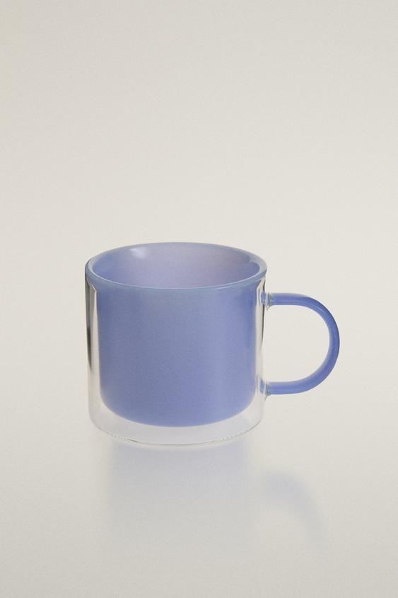 DOUBLE-WALL BOROSILICATE GLASS MUG - Blue by Zara - Image 0