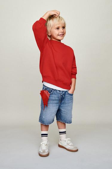 BERMUDA JEANS BAGGY RASGADA - Azul da Zara