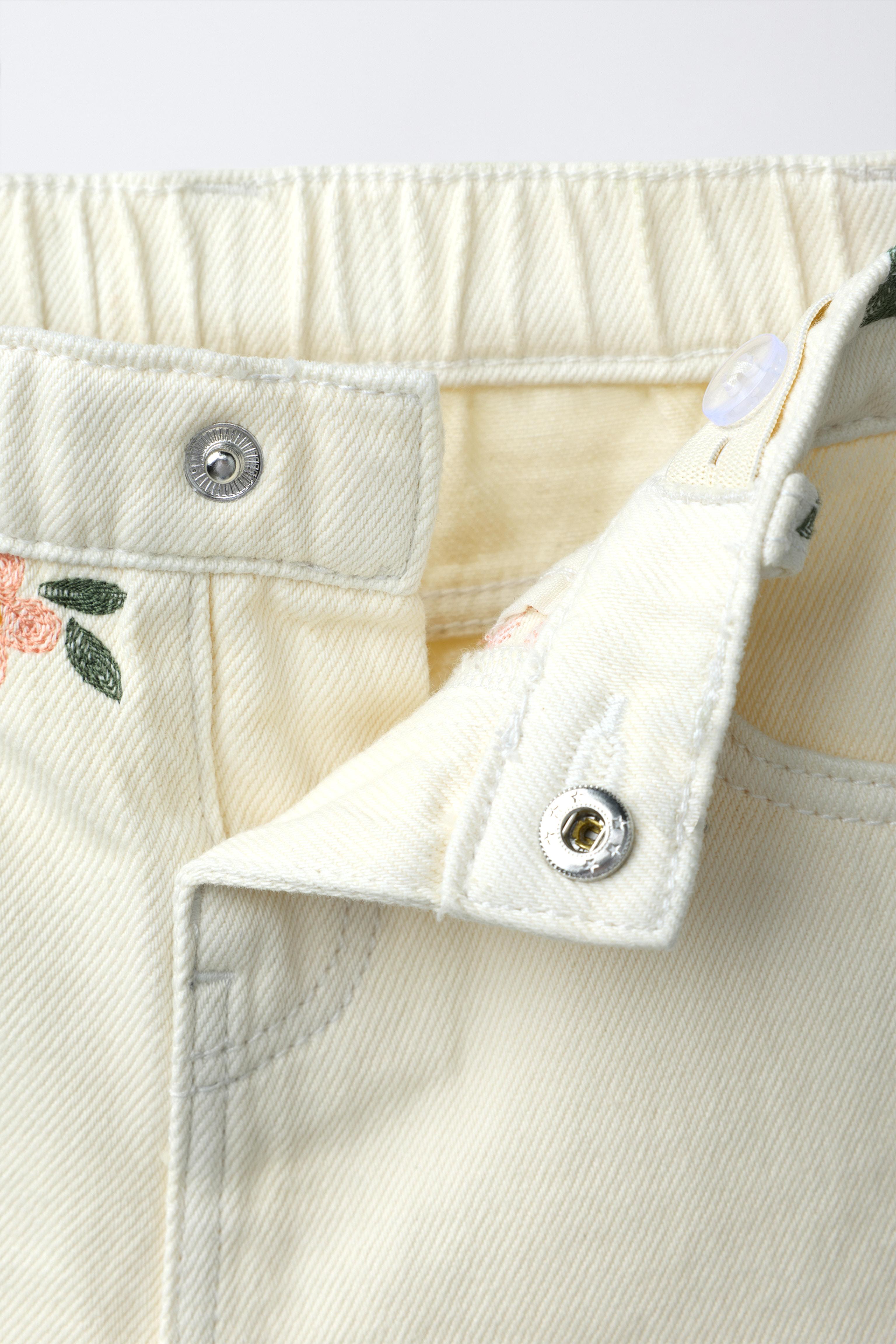 JUPE-CULOTTE EN SERGÉ À FLEURS BRODÉES