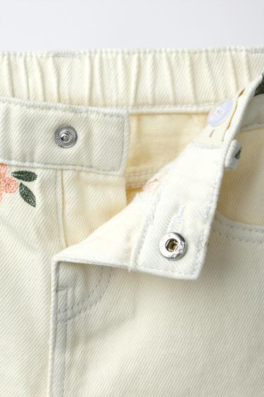 JUPE-CULOTTE EN SERGÉ À FLEURS BRODÉES - Écru de Zara - Image 2