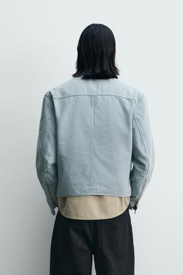 BLOUSON COUPE DÉCONTRACTÉE EN COTON LAVÉ - Bleu ciel délavé de Zara - Image 2