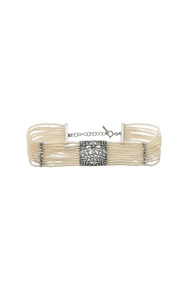 Zara CHOKER NECKLACE WITH PEARLS AND RHINESTONES - 109