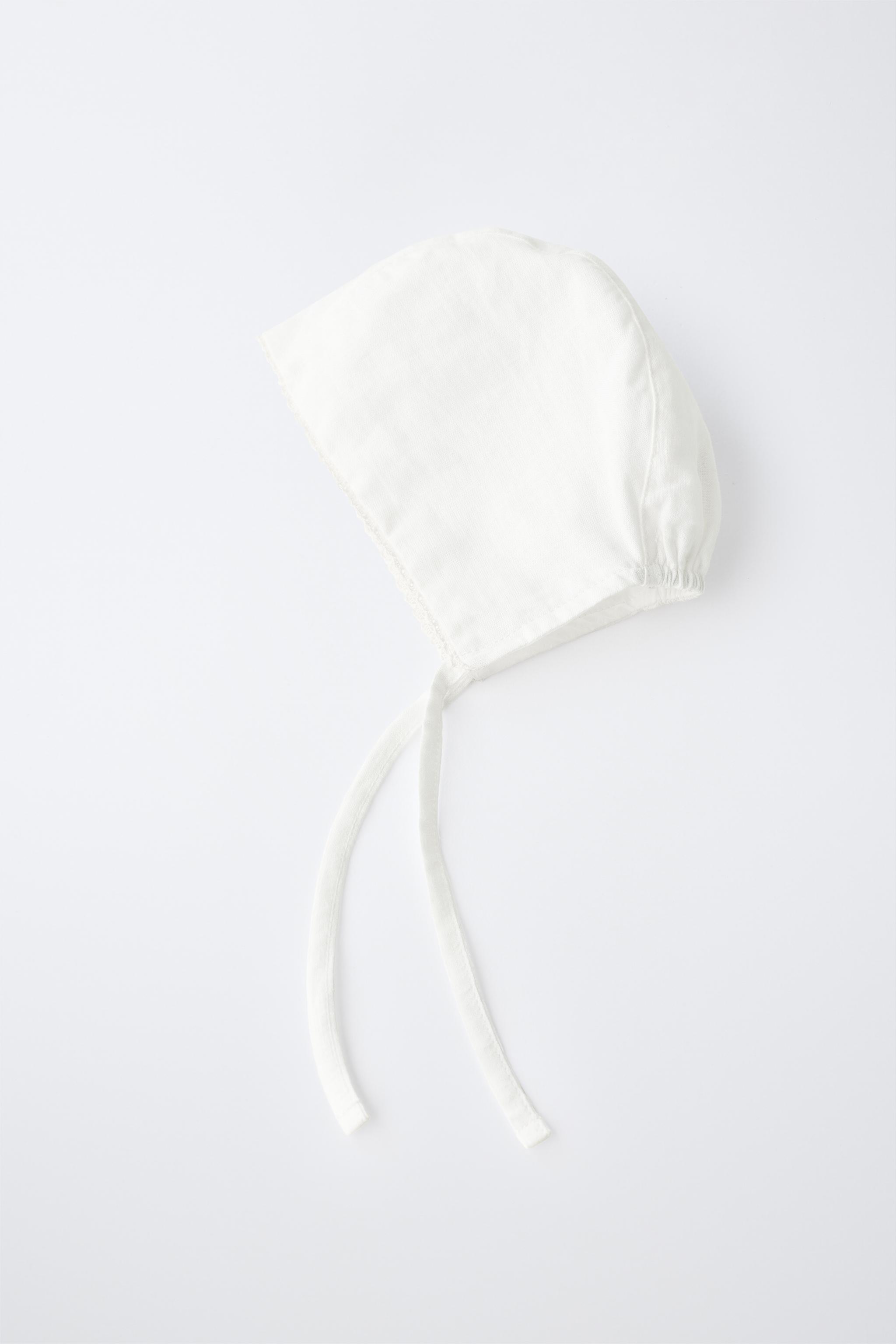 Zara LINEN AND COTTON LACE BONNET — фото 4