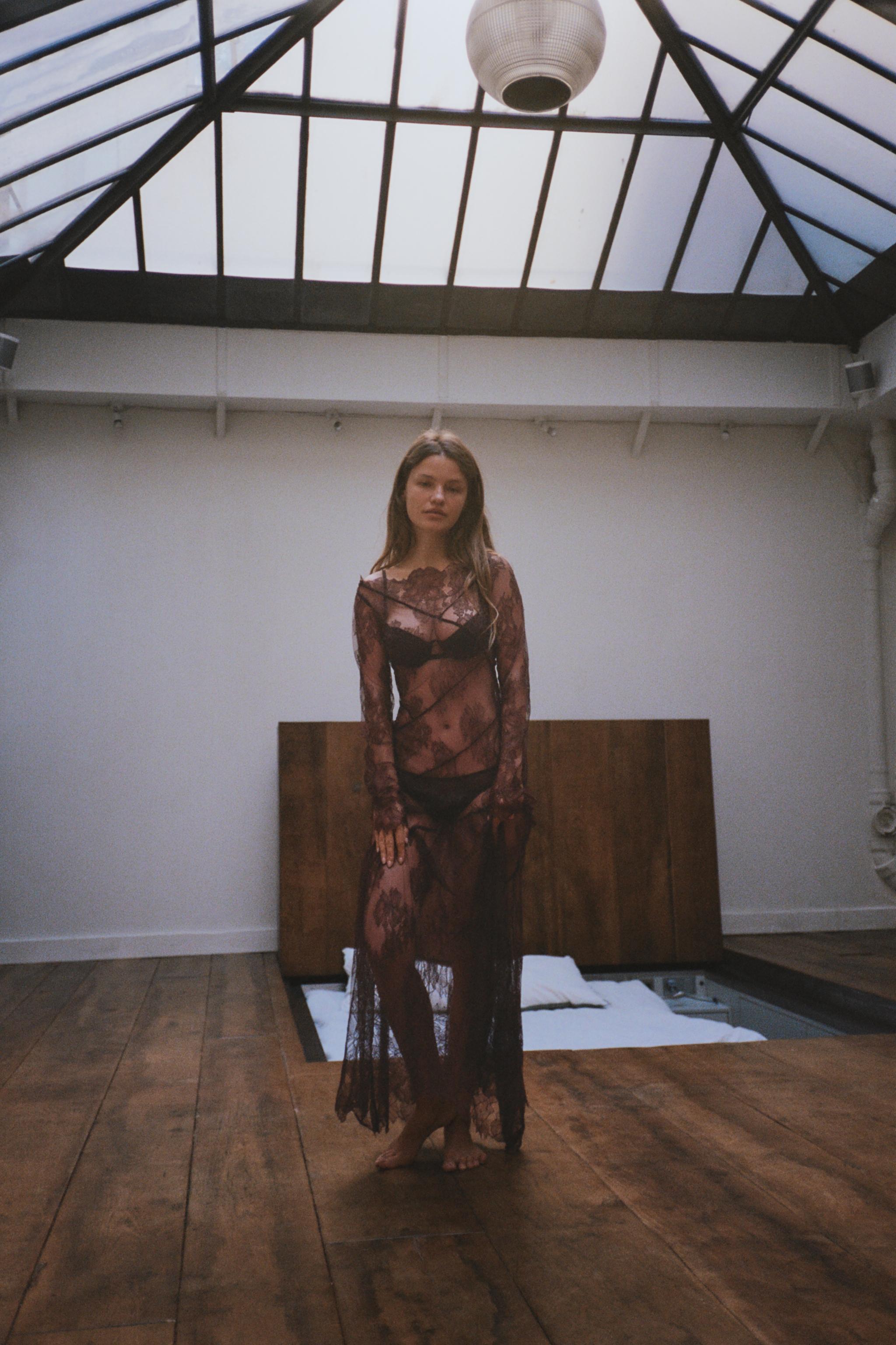 LACE MIDI DRESS - Brown | ZARA United States