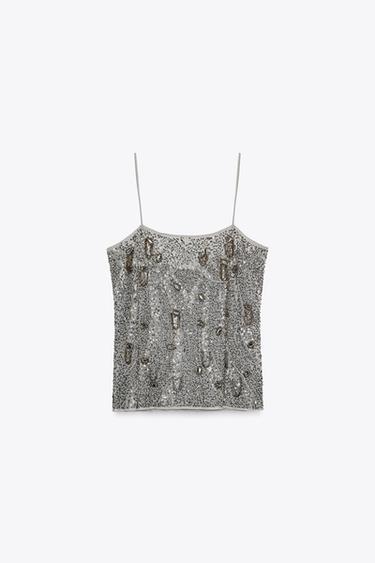TOP BRODÉ FANTAISIE ZW COLLECTION - Argent de Zara - Image 7