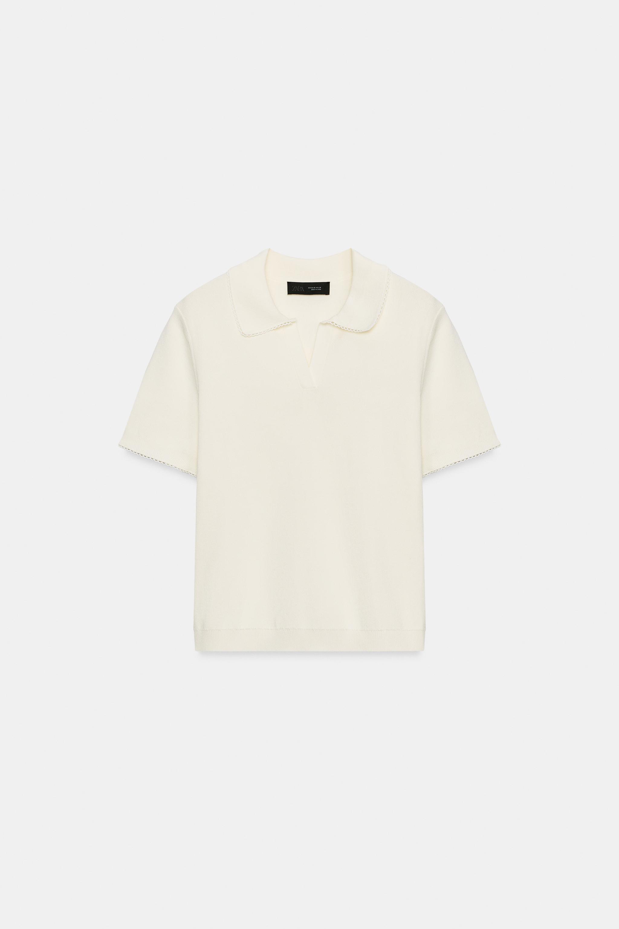 POLO EN MAILLE DENTELLE CONTRASTE