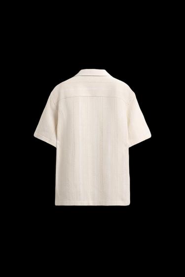 Zara GEOMETRIC JACQUARD SHIRT - Ecru