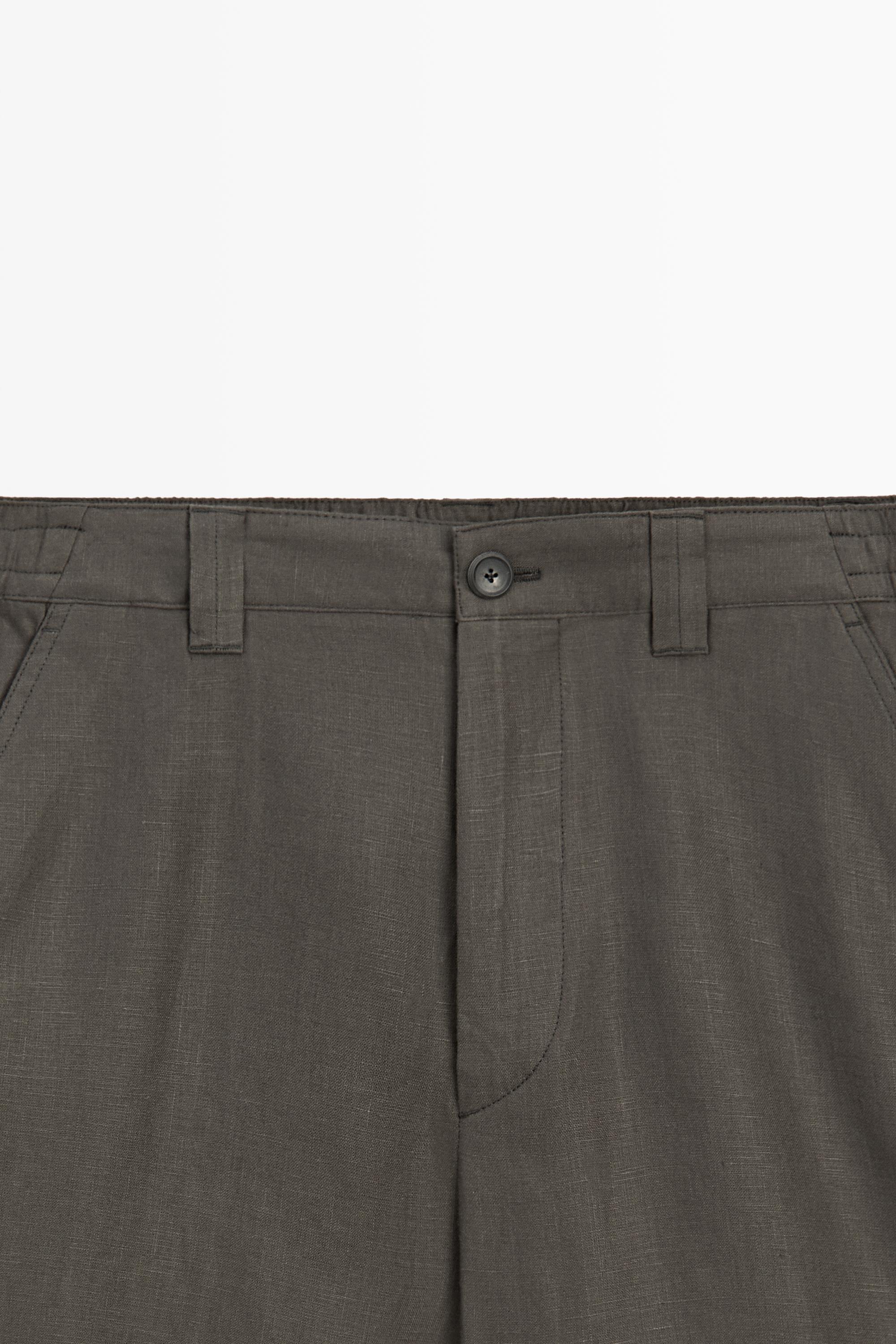 100% linen short Bermuda shorts