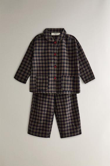 CHILDREN’S CHRISTMAS CHECK FLANNEL PYJAMA SET (SET OF 2) - red/navy by Zara - Image 0
