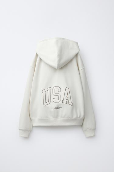 ZIP-UP SPORTY HOODIE - Ecru by Zara - Image 1
