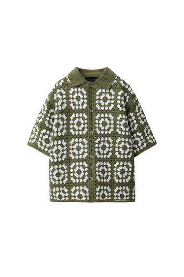CAMISA PUNTO CROCHET - Verde de Zara