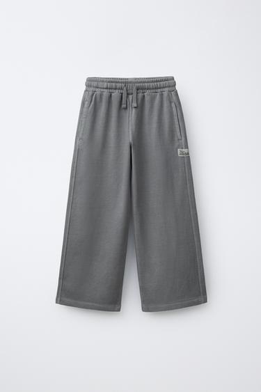 PANTALÓN FELPA STRAIGHT INTERLOCK GAMENT DYE - Gris de Zara - Imagen 0