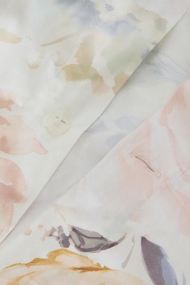 FLORAL PRINT SATEEN DUVET COVER - Ecru by Zara