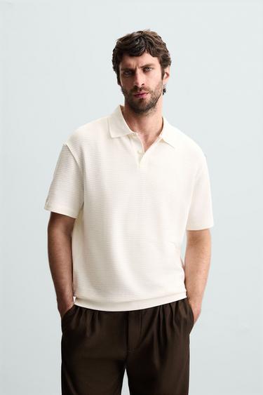 POLO ESTRUTURA JACQUARD - Branco-marfim da Zara