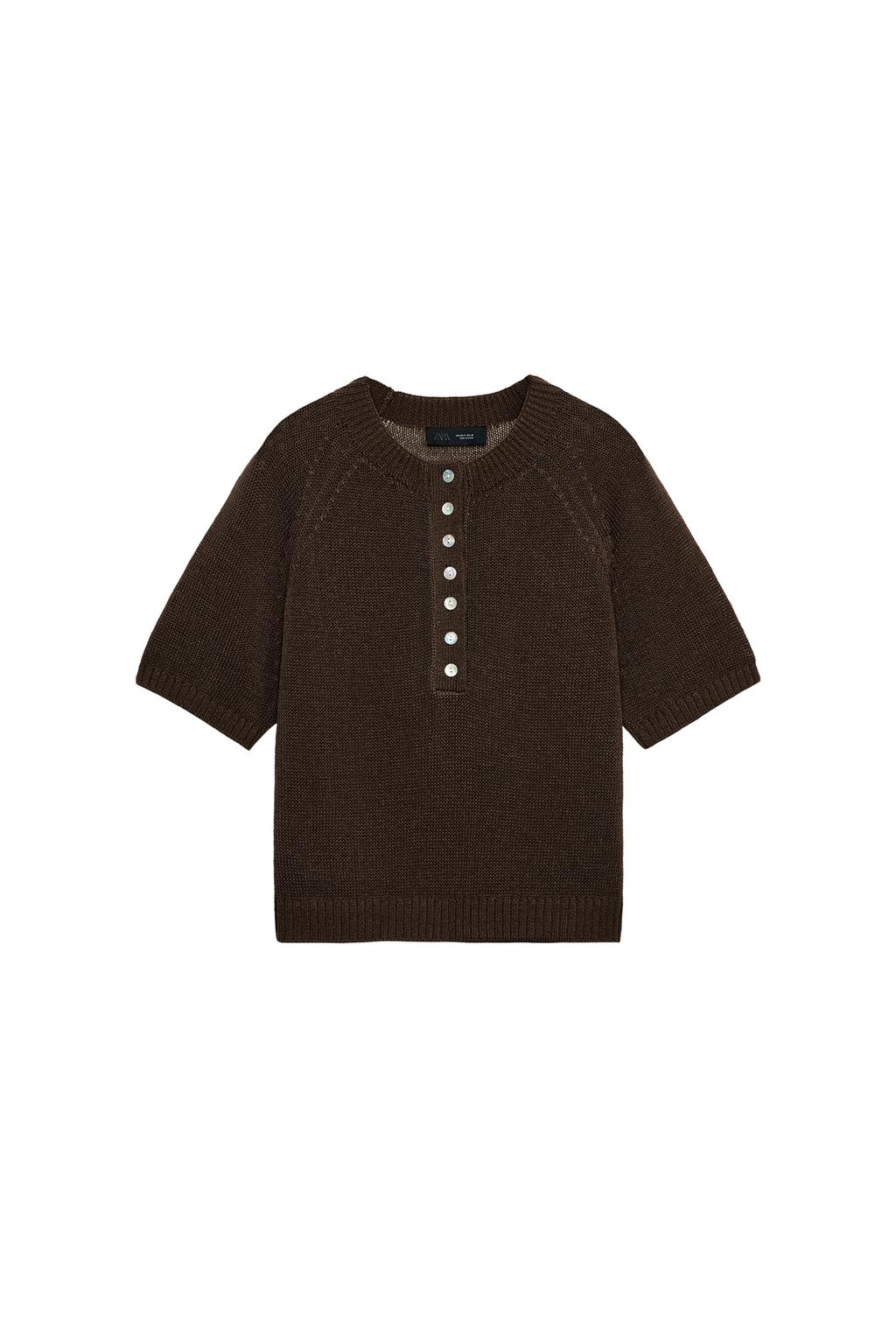 SHORT SLEEVE BUTTON KNIT JUMPER - image 3