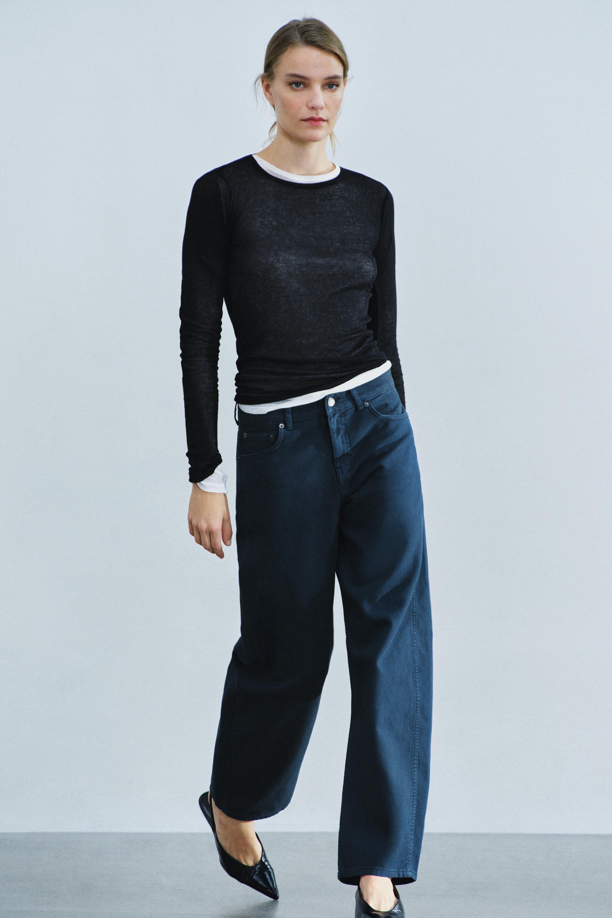 Zara ZW COLLECTION CURVED ORTA BEL JEAN görsel 5