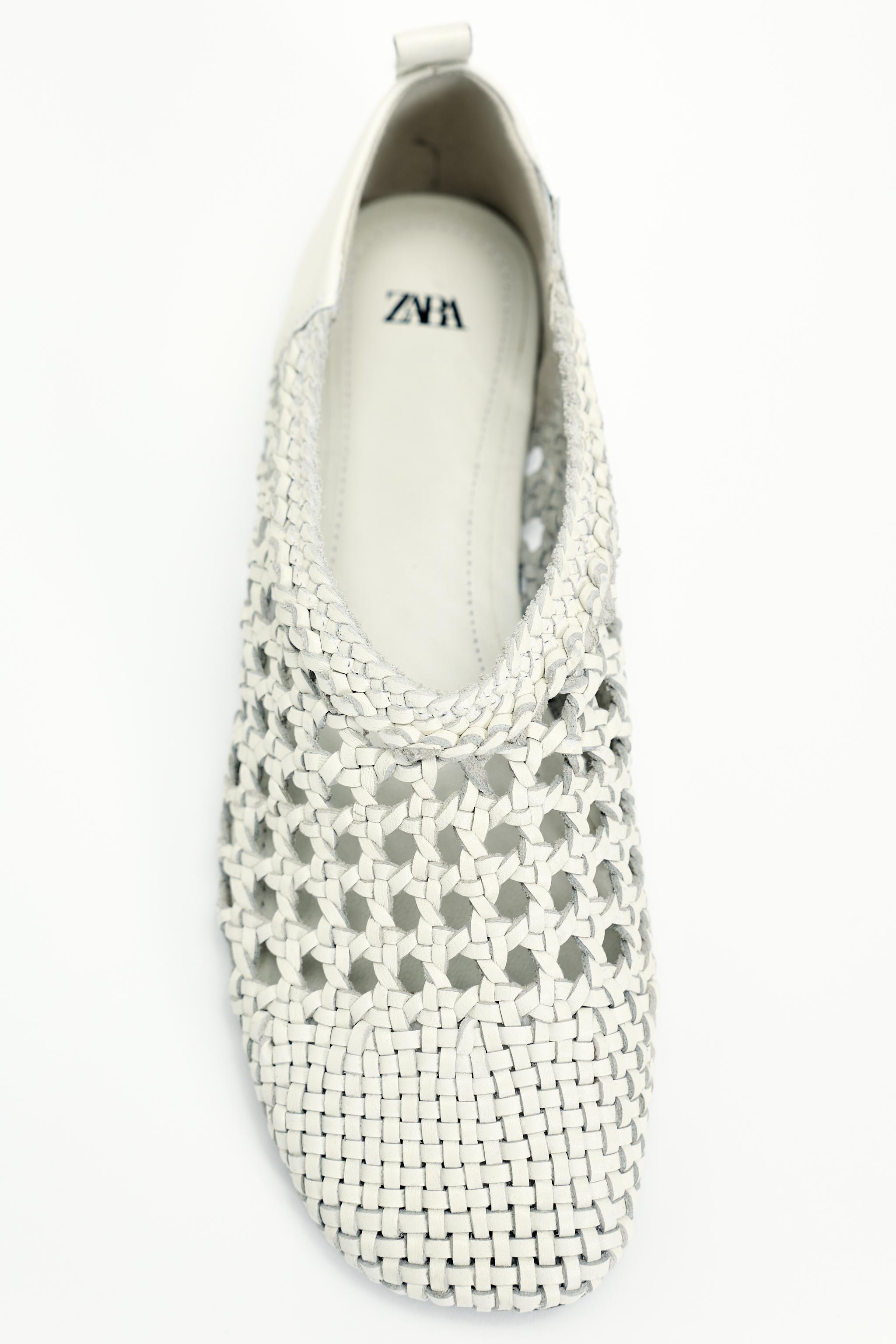 LOW HEEL WOVEN LEATHER SHOES - White | ZARA Canada