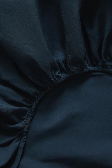 WASHED COTTON PERCALE FITTED SHEET X SOCIETY LIMONTA - Blue by Zara - Image 3