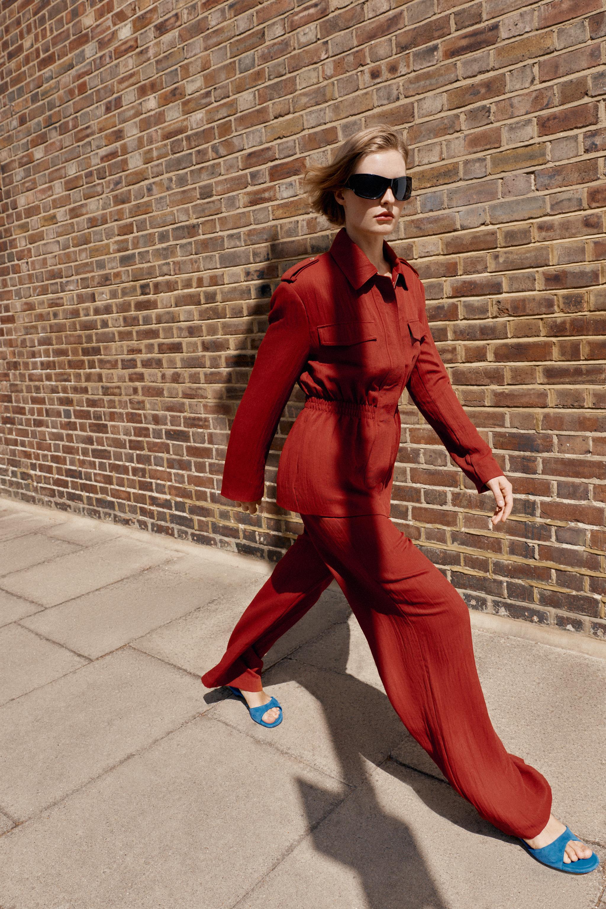 Женские брюки Zara WIDE-LEG FLOWY TROUSERS — фото 3