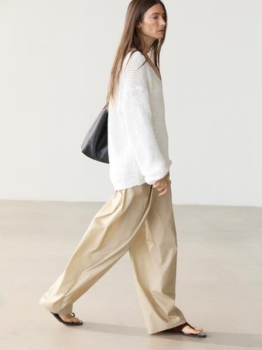 Zara V-neck cutwork sweater - white