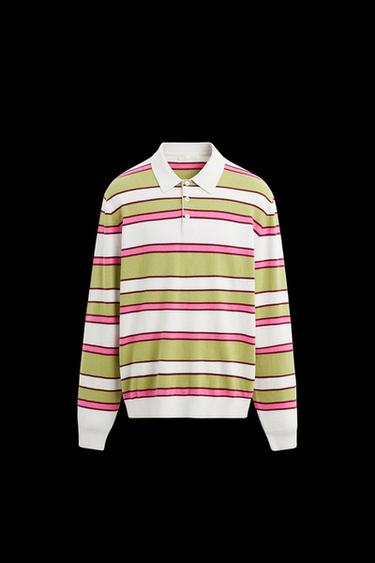 STRIPED KNIT POLO SHIRT - Multicoloured by Zara - Image 0