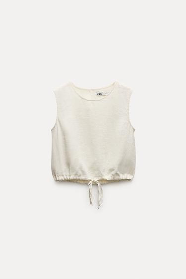 TOP LAZADAS LINO 100% ZW COLLECTION - Blanco de Zara