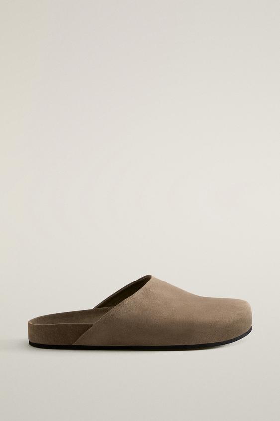 Zara MINIMALIST LEATHER CLOGS - Green - Image 0