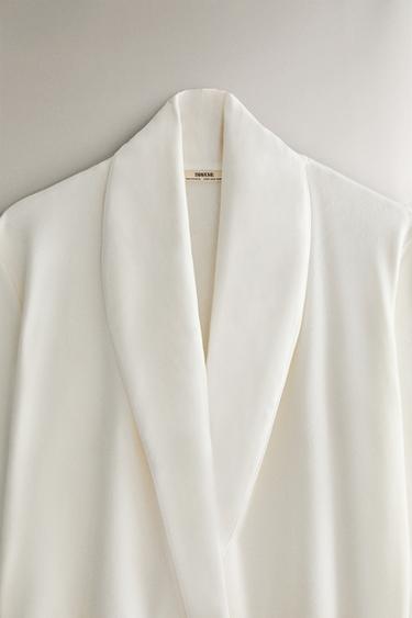 ROBE DE CHAMBRE COURTE EN POLAIRE - Blanc cassé de Zara - Image 1