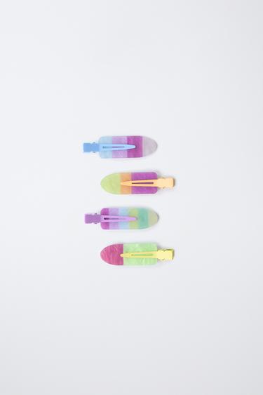 Zara FOUR-PACK OF MULTI-COLORED BARRETTES - Multicolored - Image 0