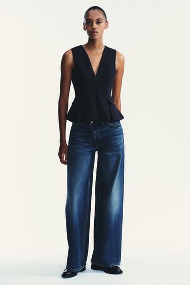 TOP PEPLUM - Mariño escuro de Zara