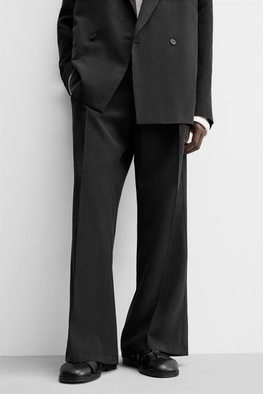 Zara FLOWY SUIT PANTS - Black