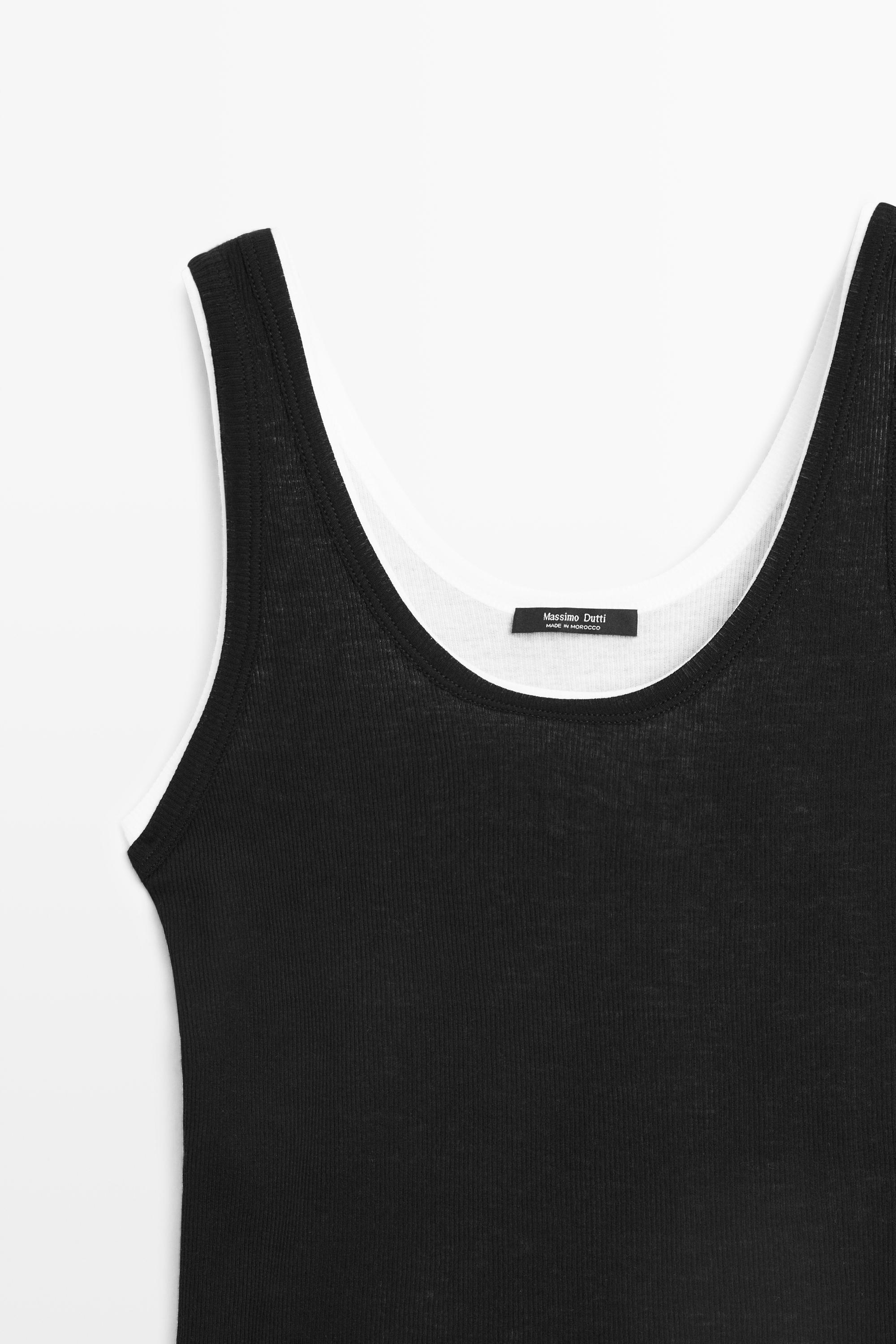 100% cotton ribbed double-layer top