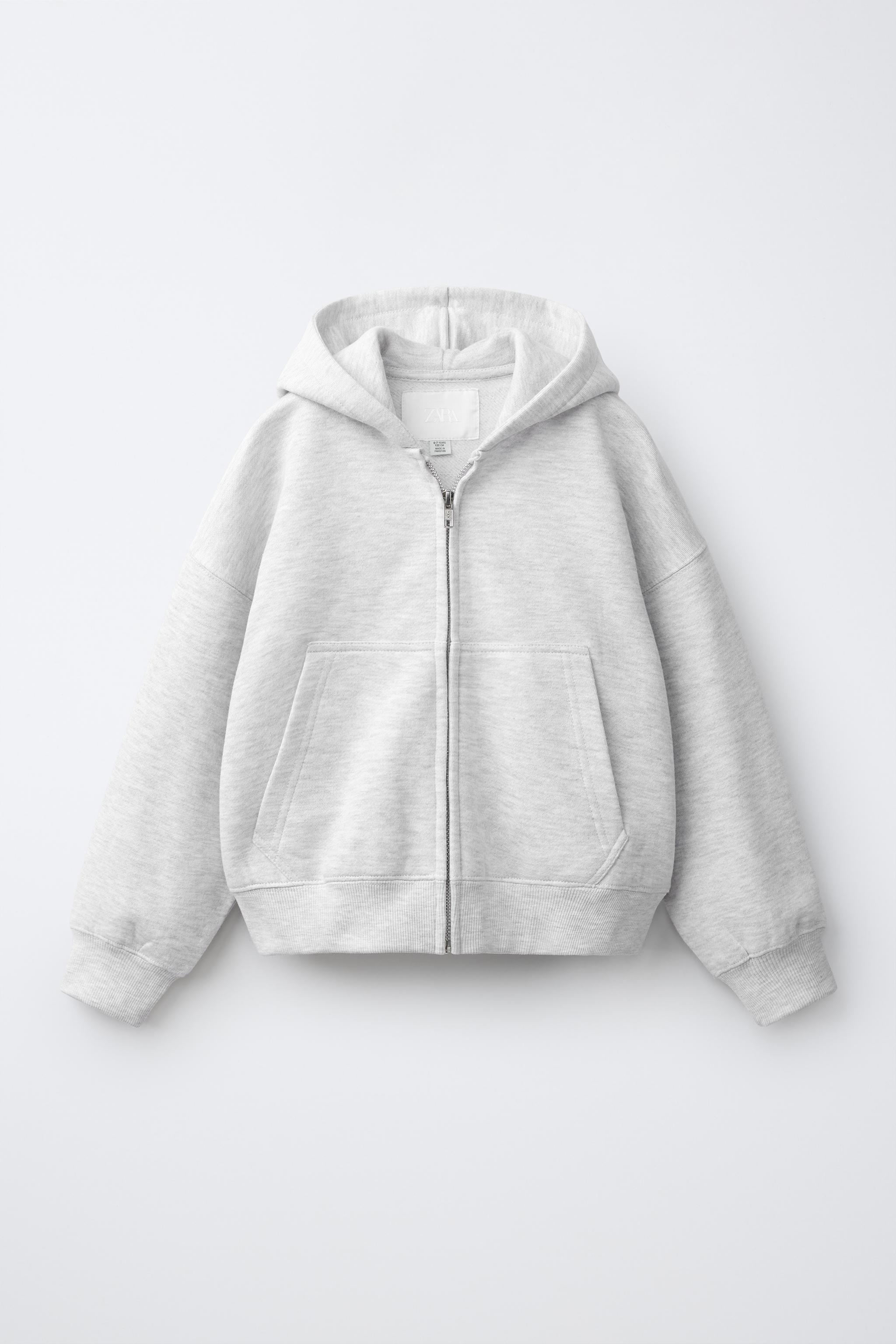 FLEECE ZIP SWEATSHIRT — Gray marl