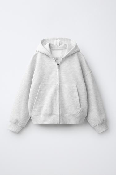 ZIP-UP PLUSH HOODIE - Grey marl by Zara
