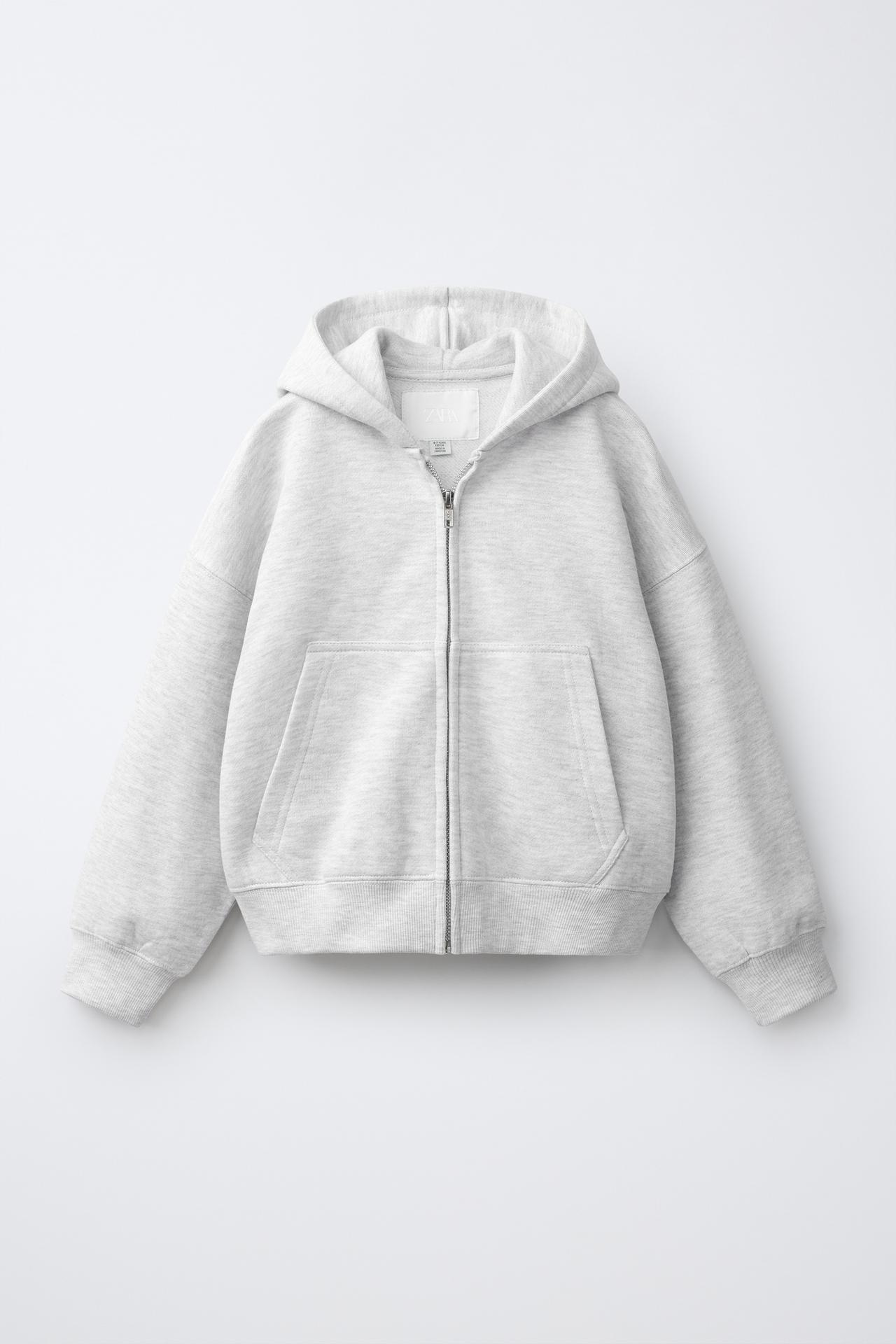 PLUSH ZIP SWEATSHIRT — Gray marl