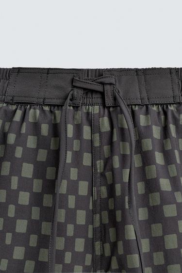 LONG CHECKED SWIMMING TRUNKS - Black by Zara - Image 8
