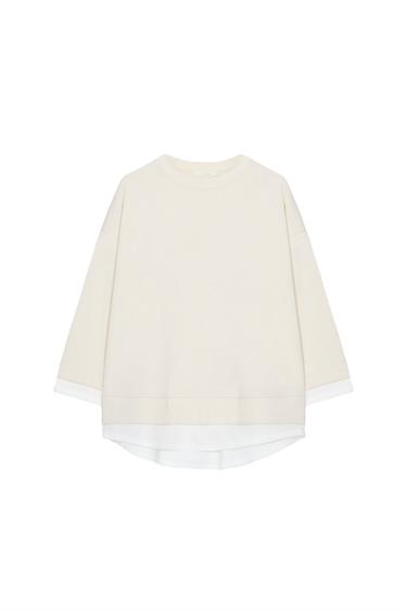 LONG SLEEVE CONTRAST SWEATSHIRT - Ecru by Zara