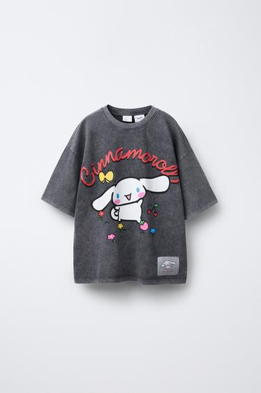Zara CINNAMOROLL © SANRIO PRINT WASHED EFFECT T-SHIRT - Anthracite grey