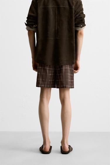 CHECKED JACQUARD BERMUDA SHORTS - Chocolate by Zara - Image 2
