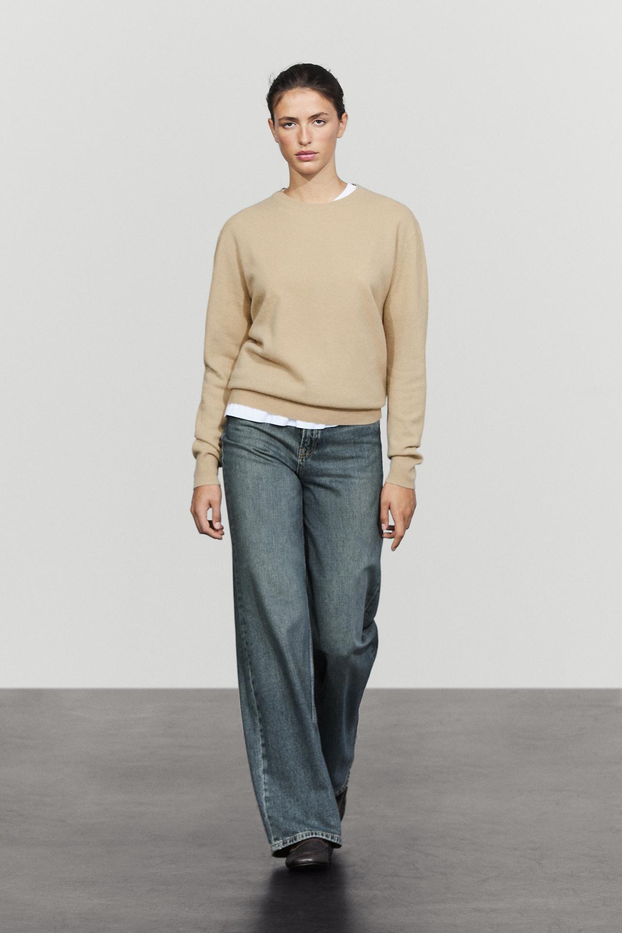 Wool blend crew neck knit sweater — Dark mink