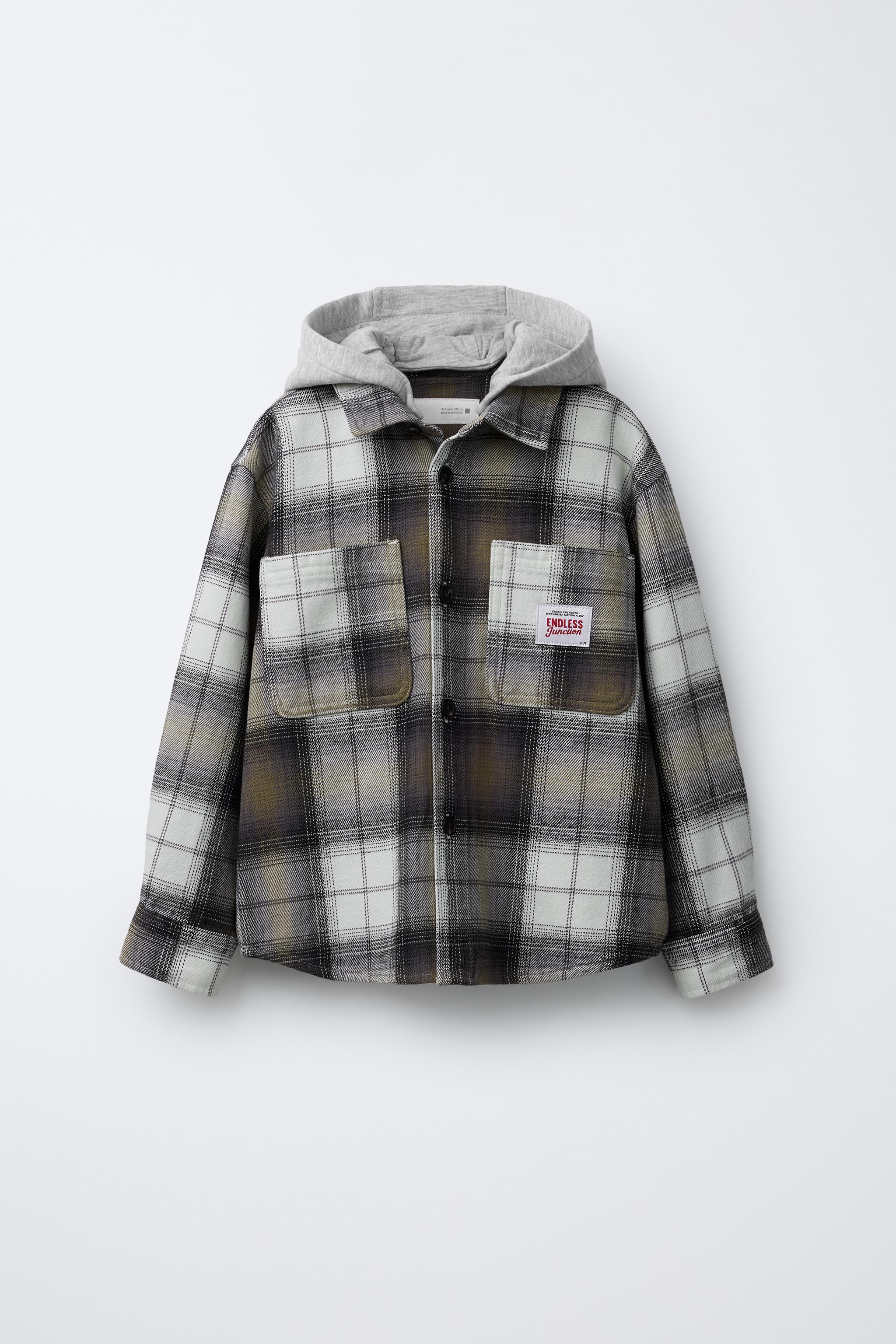 PLAID OVERSHIRT WITH REMOVABLE FLEECE HOODIE