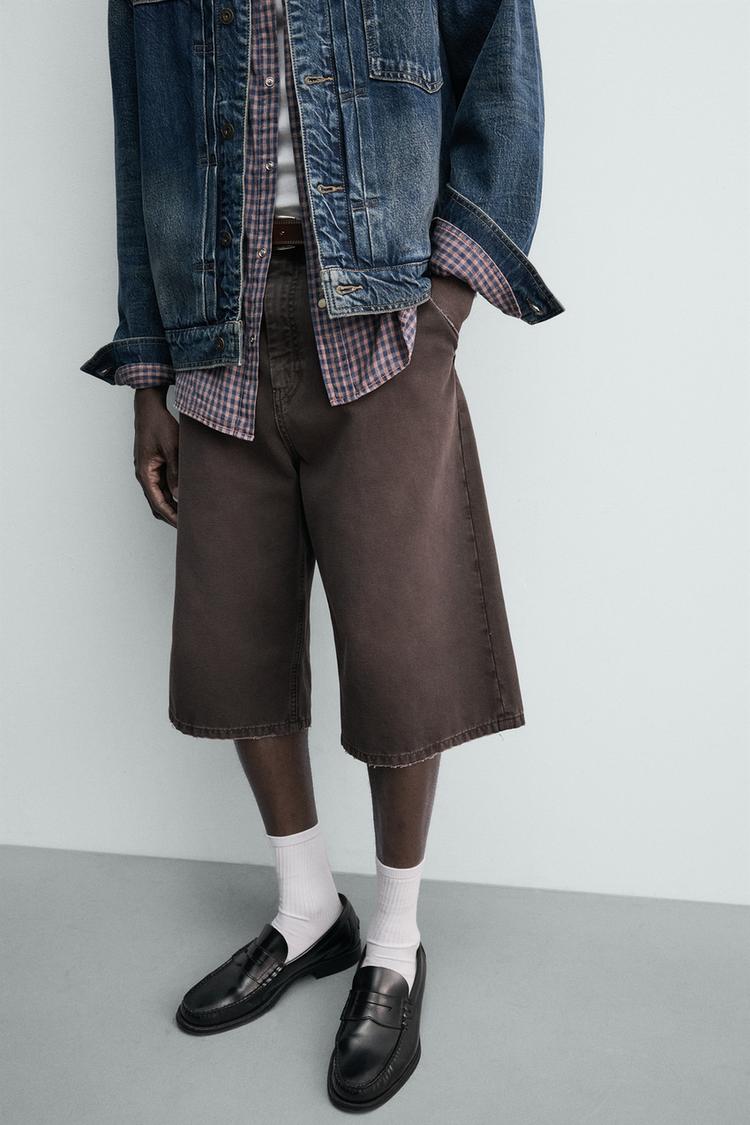 ZARA RELAXED FIT DENIM BERMUDA SHORTS