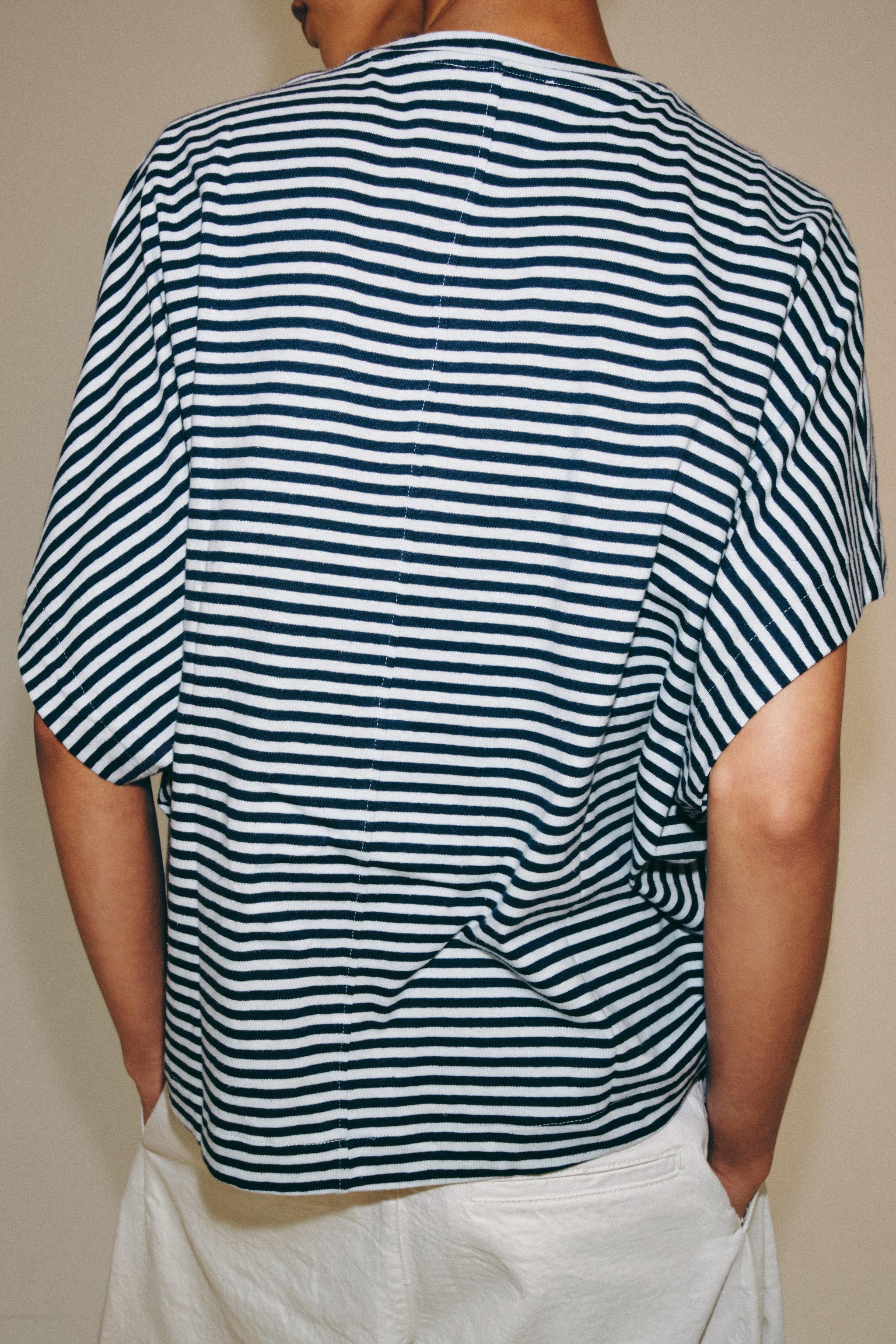 Женские футболки Zara STRIPED OVERSIZED T-SHIRT — фото 3