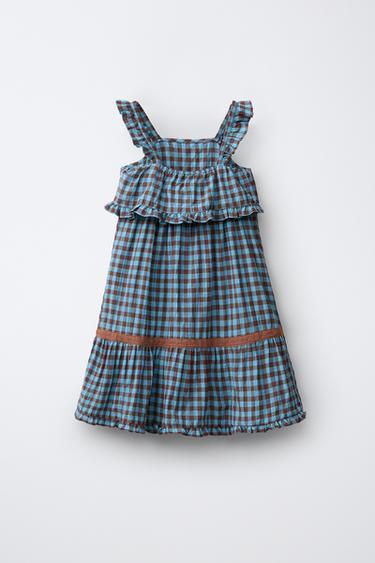 ROBE IMPRIMÉE À CARREAUX VICHY - Marron-Bleu de Zara - Image 1