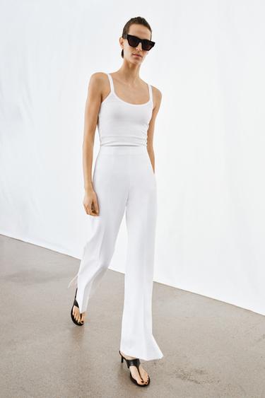 FLARE TROUSERS WITH VENTS ZW COLLECTION - White by Zara